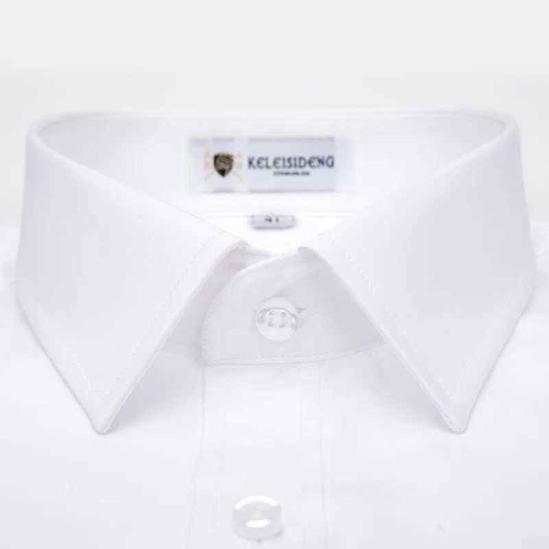 Mercerized Cotton Square Collar Solid Mens Dress Shirts Long Sleeve Slim Fit Anti Wrinkle Easy Care High Quality Clothing W250312