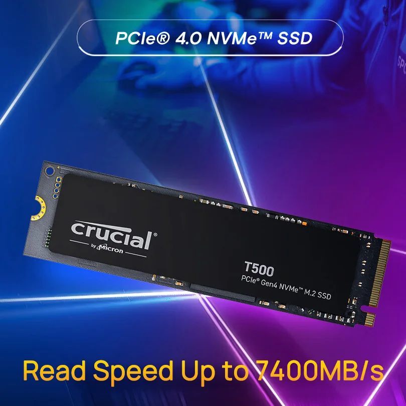 Original Crucial T500 Gen4 NVMe M.2 SSD Internal Gaming 500GB 1TB 2TB 4TB SSD Read Up to 7400MB/s for Laptop Desktop Compatible