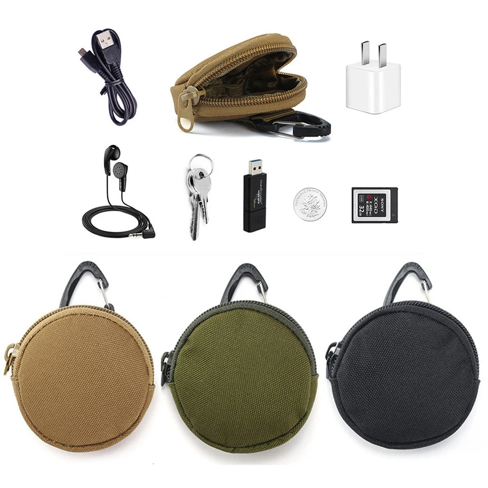 Tactical EDC Pouch Men Coin Purses Key Wallet Holder Military Army Keychain Zipper Pocket USB Cable Headset Bag Organizer 250311
