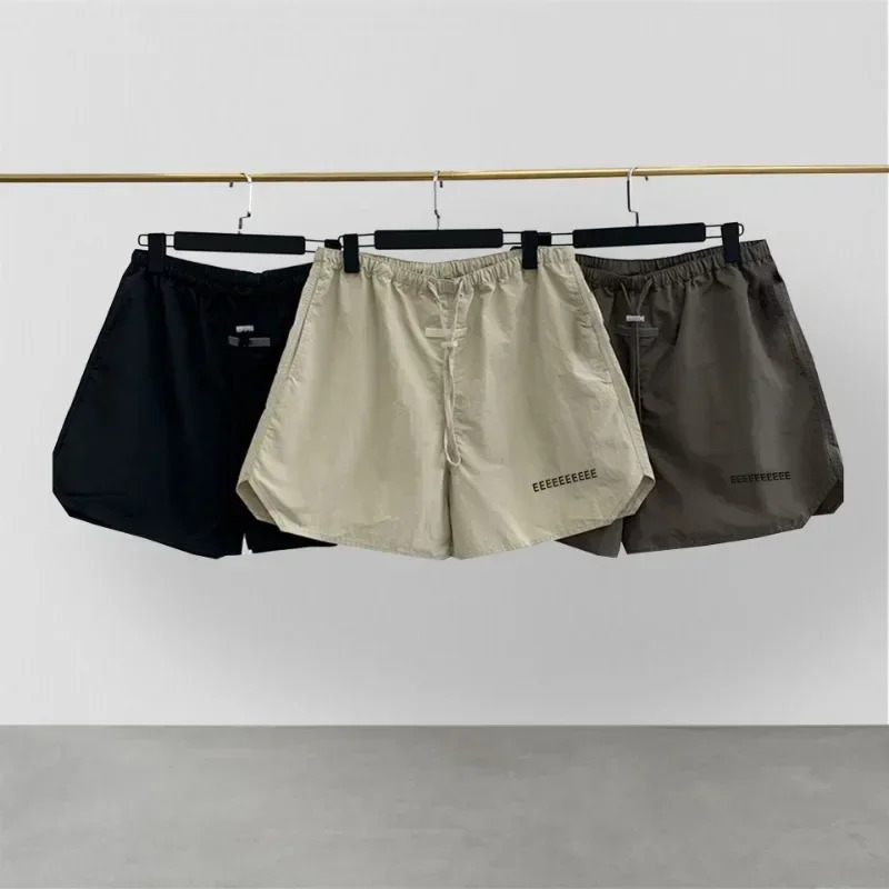 Mens Casual Shorts Two Rows Reflective Letter Woven Shorts Fashion Couple High Street Sports Shorts 250310