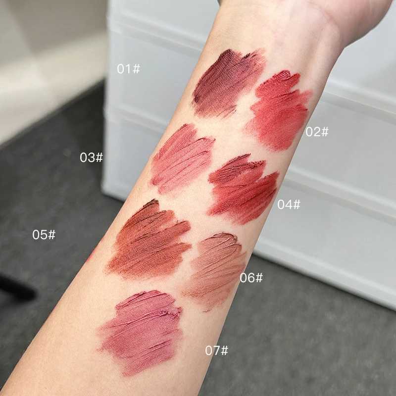 Smoking dark red lips matte velvet mouse gray purple lipstick waterproof durable stick free cup pink lip color Korean cosmetics W250312