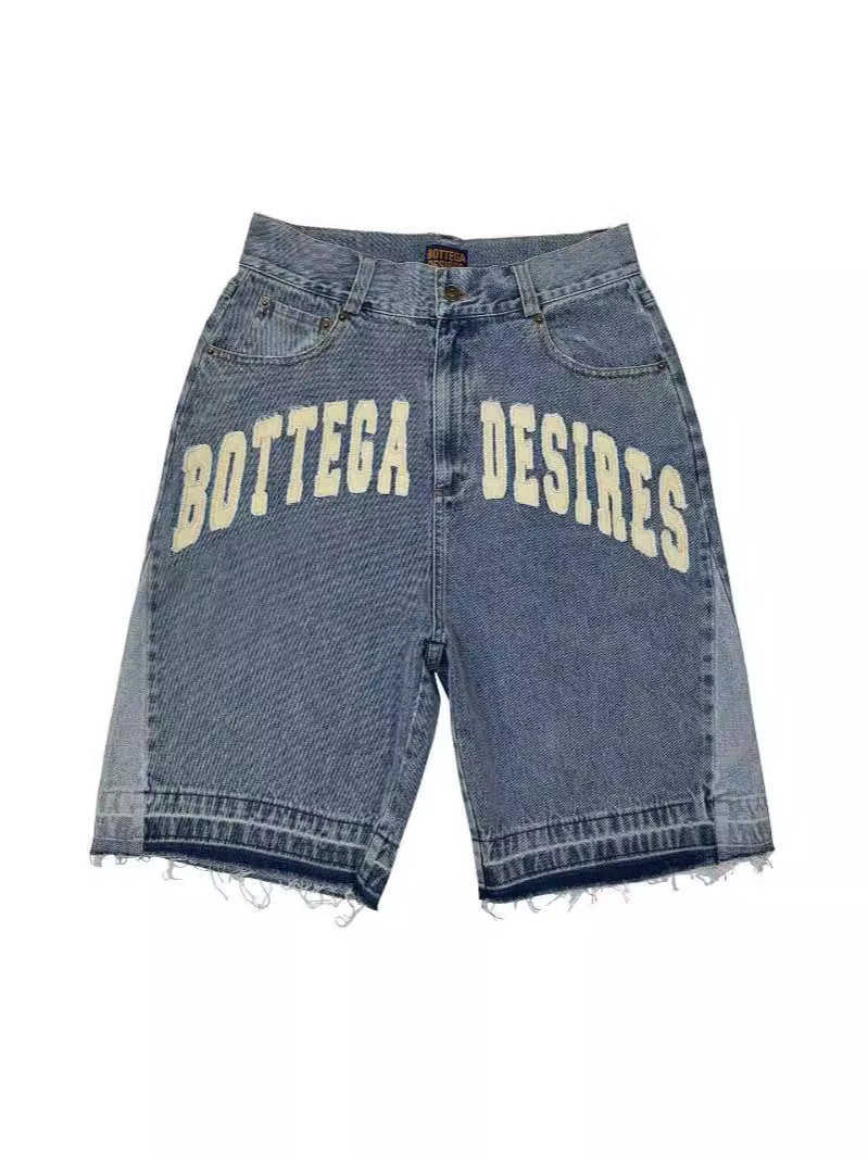 Designer Denim Short for Men New Trendy and Fashionable Mens Street Explosion Loose Pentagram Pants Fashion Brand Letter Denim Shorts