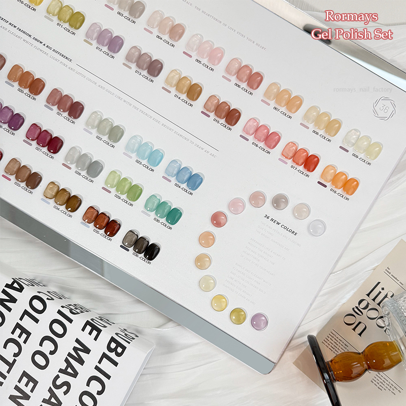 Rormays Summer Jelly Ice gel Polishing 36 PCS Mixed Varnish gel Durable Primer Finish Finish Jade Grease Cream UV LED Nail Salon Wholesale Factory
