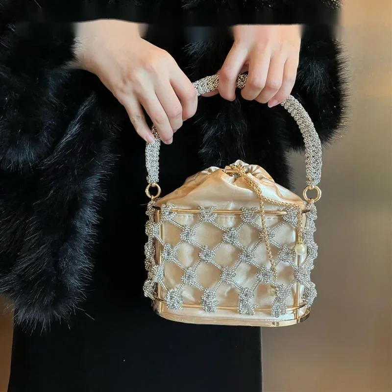 Braid Cage womens handbag niche evening bag wedding party clutch wallet shoulder cross body bag bolsa de noche 250311