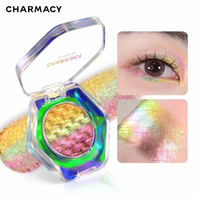 CHARMACY Rainbow Duochrome Eyeshadow 5 Colors Shimmer Multichrome Long-lasting Eye Shadow Cosmetic Makeup for Women 250306