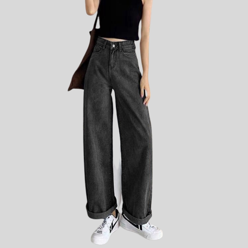 Loose straight jeans women's clothing new high-waisted Korean version drape thin and high wide-leg floor-mopping trousers