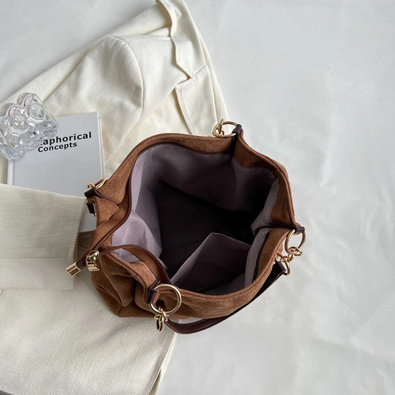 Leisure Suede Large Capacity For Women, Commuting Shoulder Bag, Tote Bag