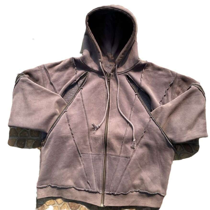 American style multi zipper design, personalized and trendy hoodie, street detachable new loose unisex hoodie