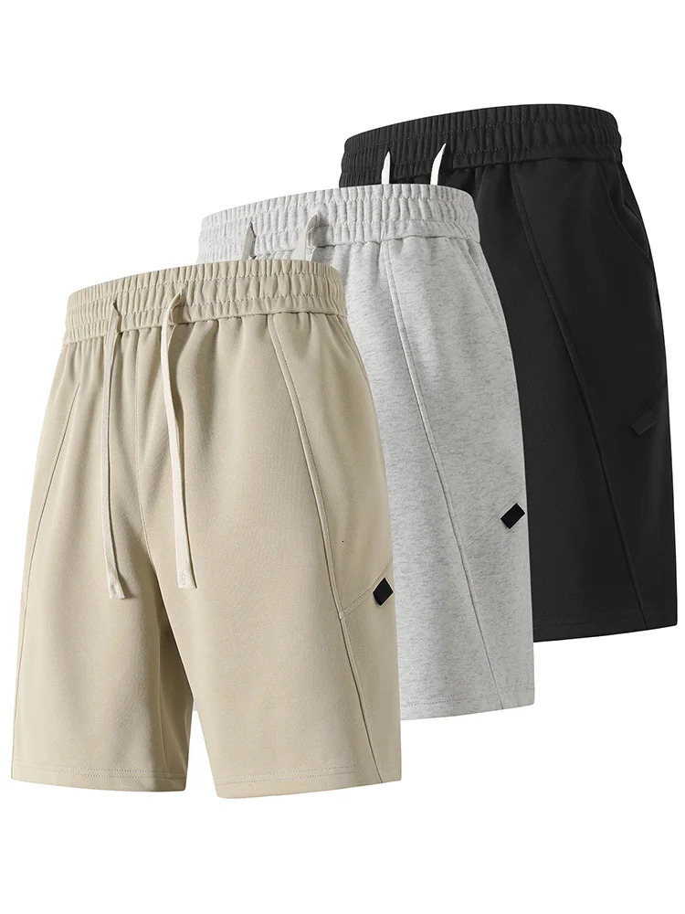 Summer Mens Shorts Casual Loose Knit Sweats Short Drawstring Waist Beach Bottoms Sportswear Workout Cotton Shorts 250310