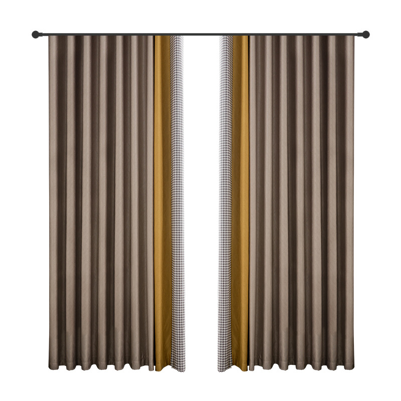 T0398 Thickened mink velvet curtain fabric solid color splicing blackout soundproof living room finished fabric velvet curtain