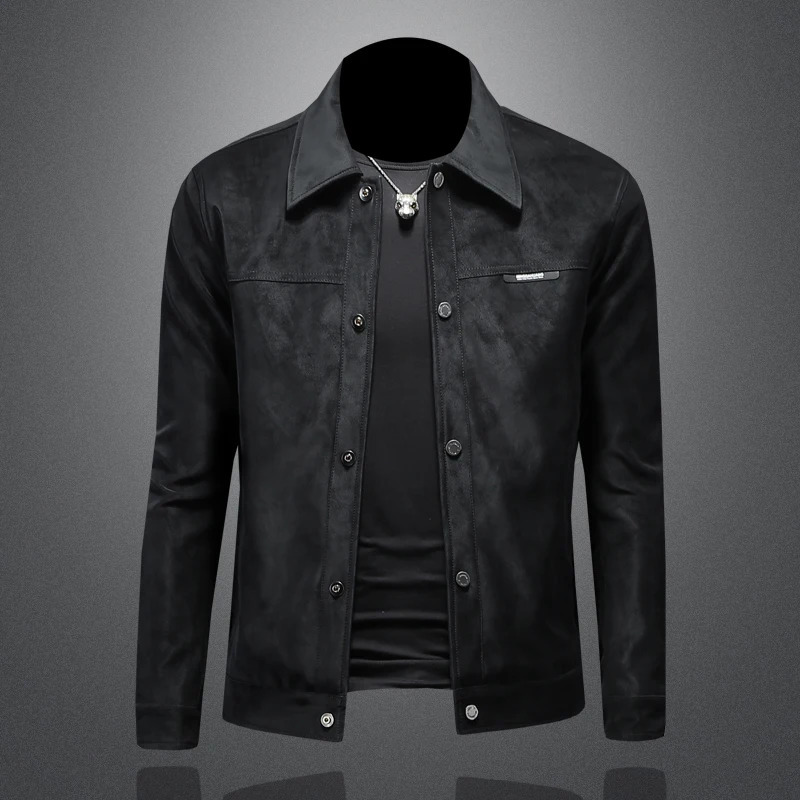 autumn and winter highquality leather jacket single breasted slim fit plus size mens M5XL 250312
