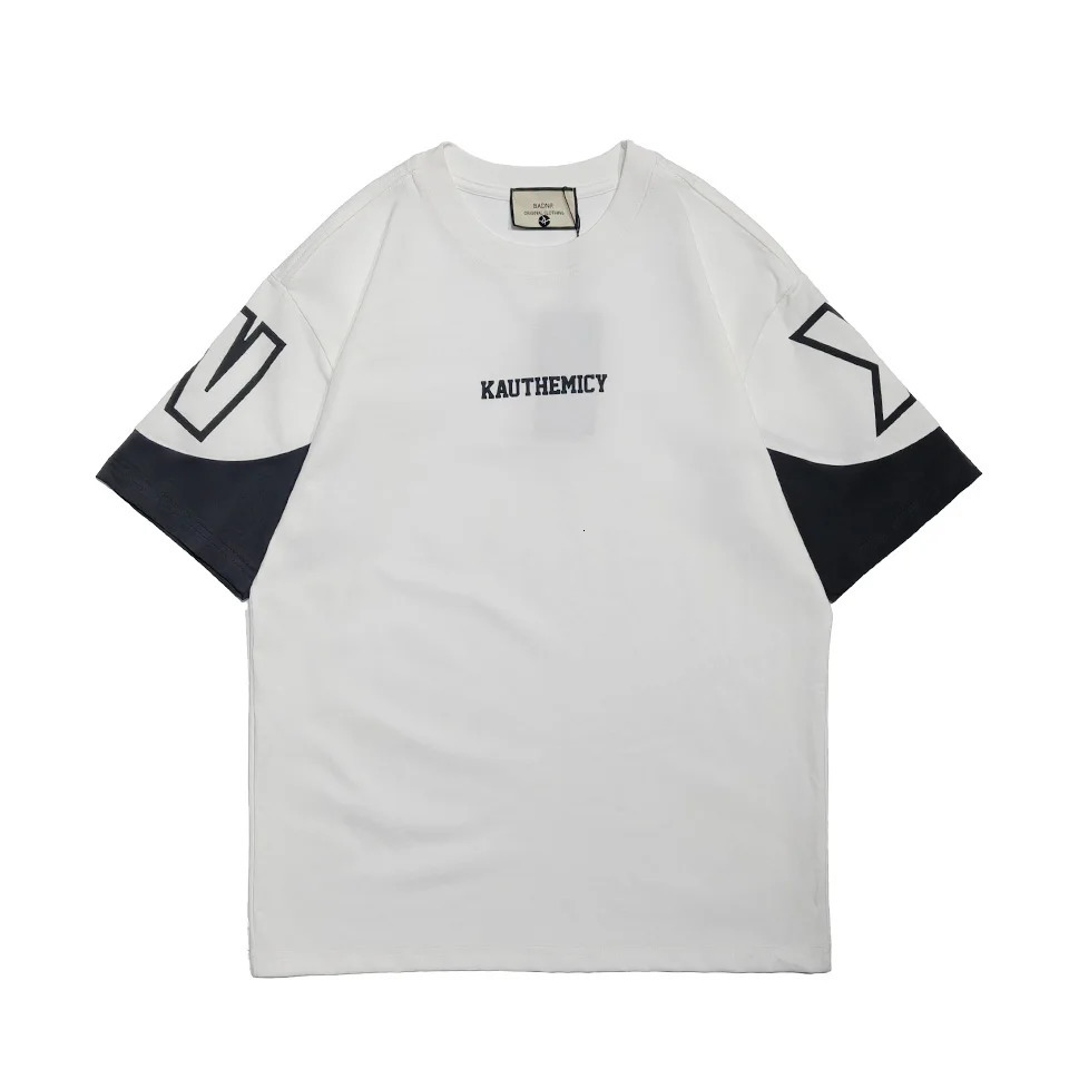 Mens fashion short sleeved Tshirt black and white contrast top KAUTHEMICY letter printing trend casual summer 250312