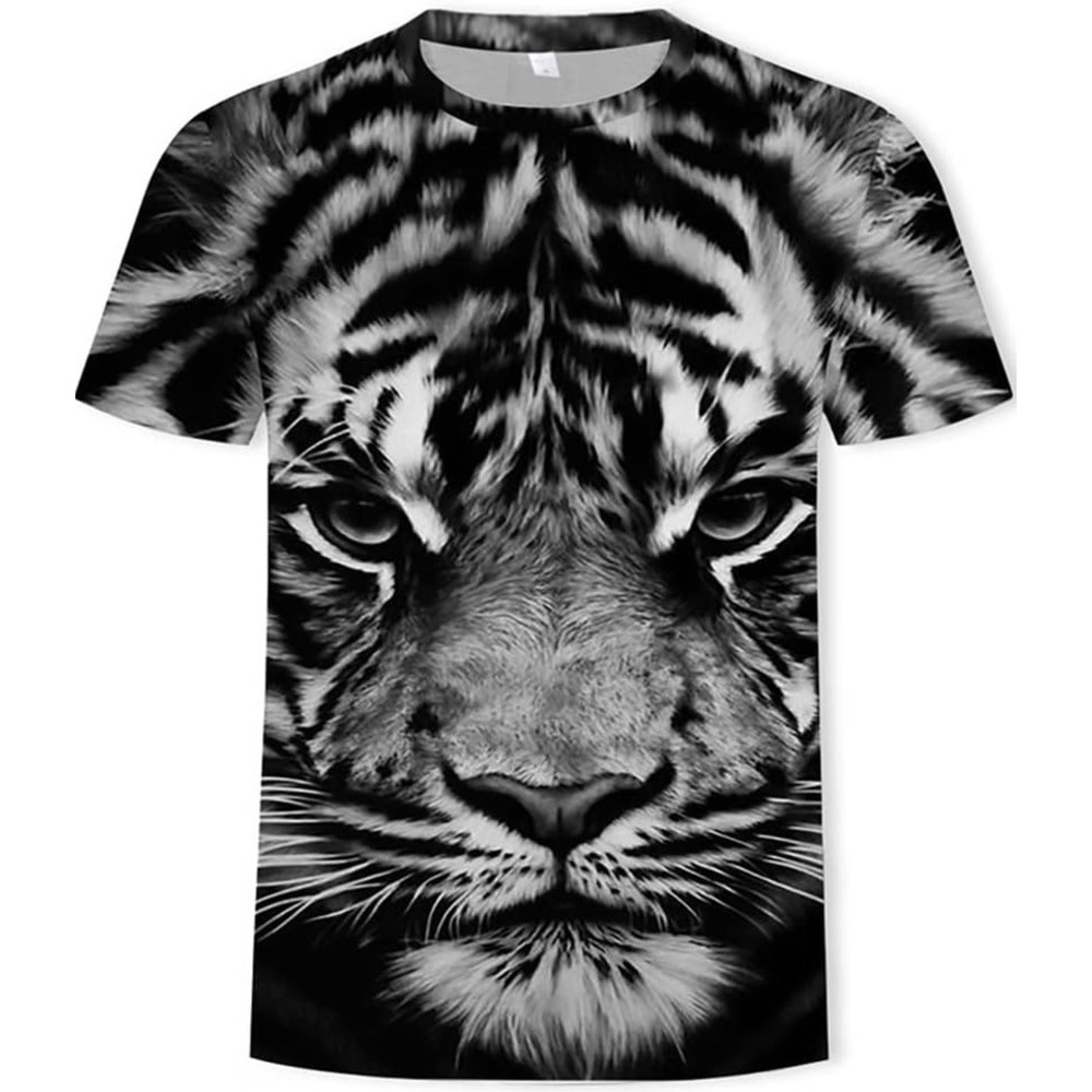 Mens T shirt Men's 3D Digital Printing Viking Tiger Head Pattern T-Shirt, Summer Casual Tattoo Short Sleeve tee Casual tops summer clothes cool