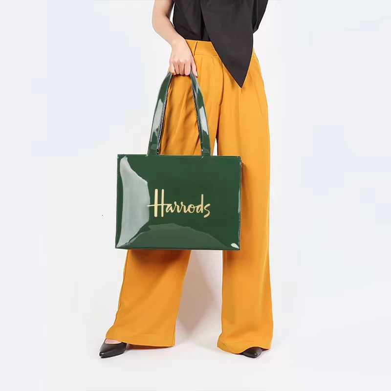MABULA PVC Waterproof Letter Print Large Capacity Eco Friendly Reusable Shopping Bag Student Bookbag Lady Tote Handbag 250305