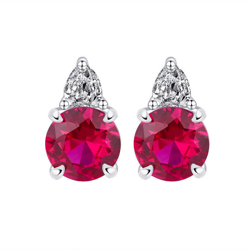 Zhuangsheng S925 silver jewelry simulation red and blue circular niche daily set 9mm-6mm W250312