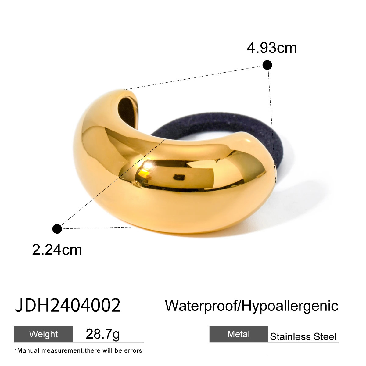 Uworld Stainless Steel 18k Gold Color Waterproof Mini Dome Cuff Bubble Hair Accessory To Finish Off The End Of A Braid250304