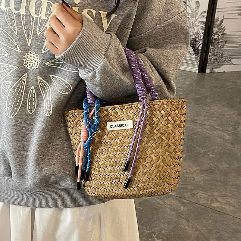 LEFTSIDE Small Weave For Women 2025 Summer New Shoulder Bags Lady Handbag Females Straw Tote Beach Hand Bag