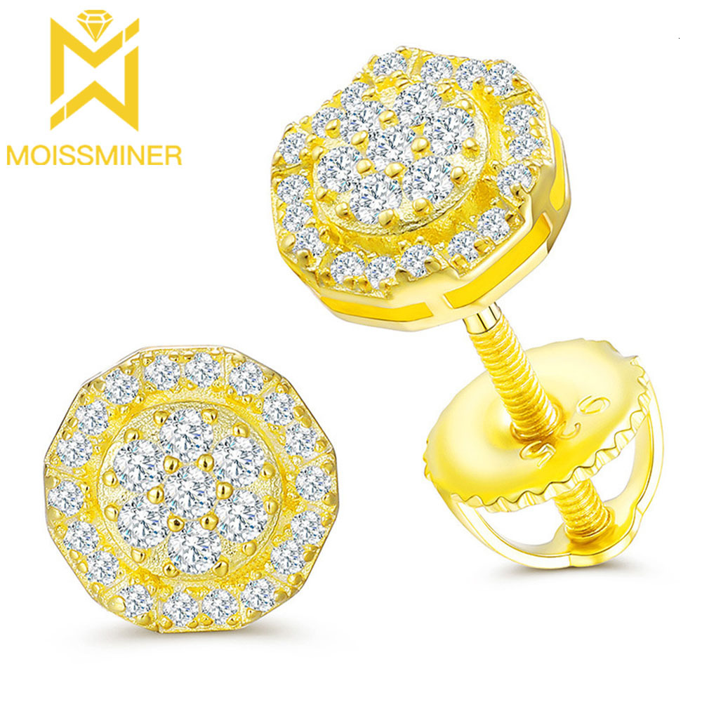 S925 Silver Moissanite Earrings Small Rock Sugar Earrings Iced Out Hip Hop Jewelry Earrings For Men Women Pass Diamonds Tester