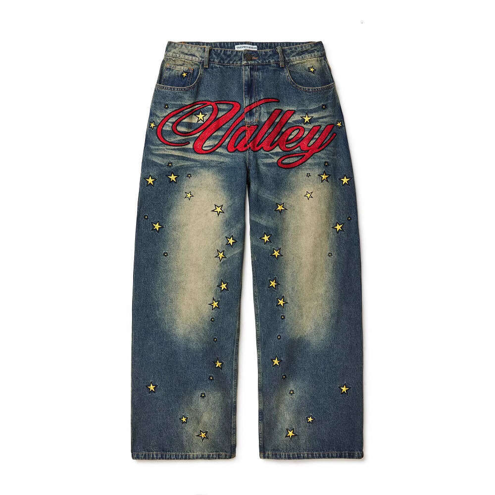 American Embroidery Vintage Loose Y2k New Unisex Jeans 2025