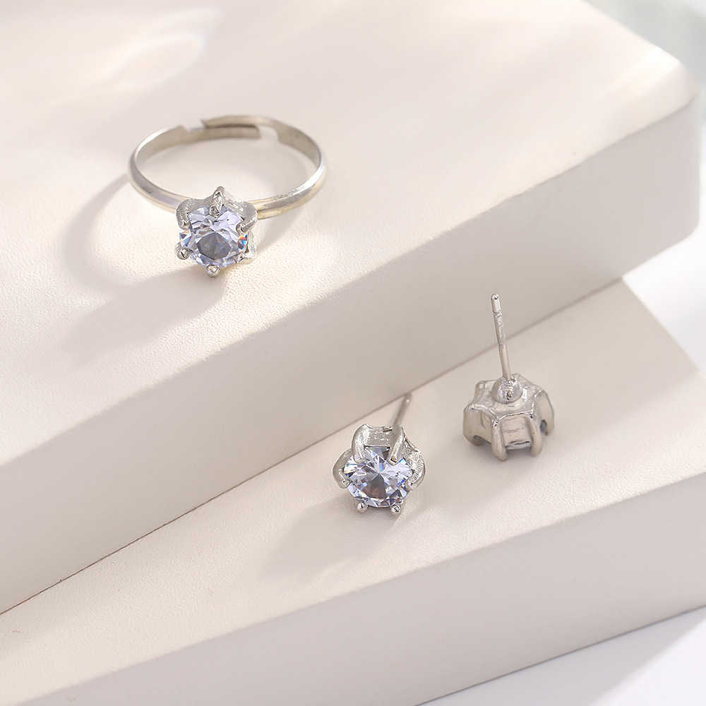 Bridal jewelry set necklace earring ring wedding ladies three piece set bridal evening gown accessory set W250312