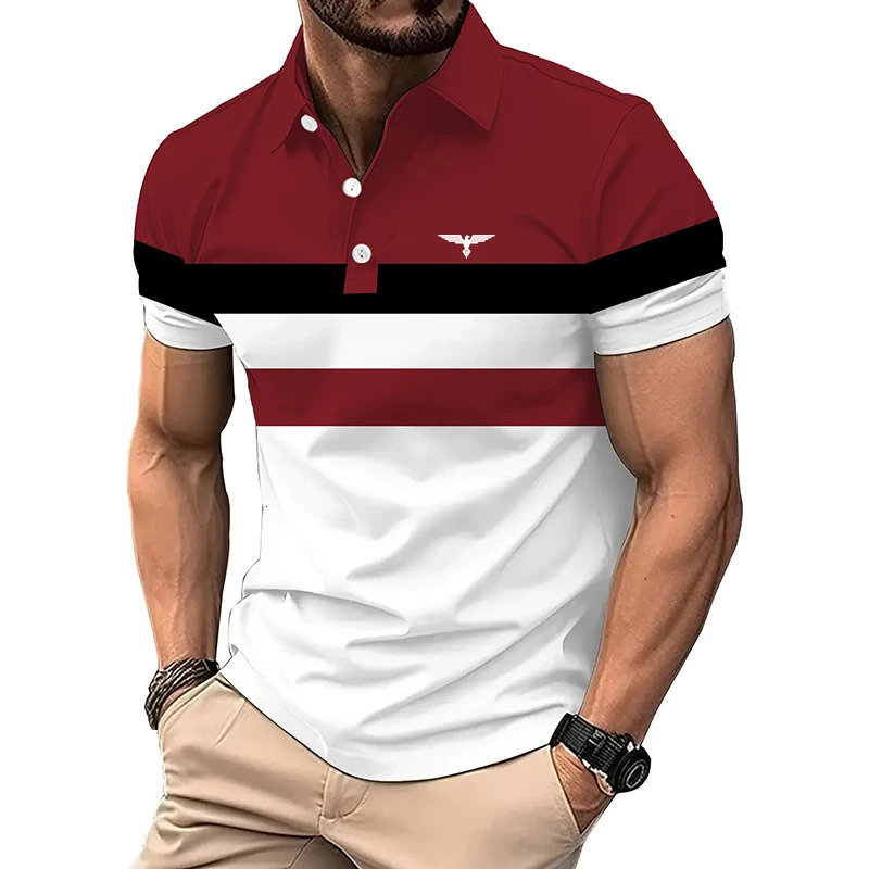 Mens summer casual short sleeved sports polo shirt mens magic color slim fit lapel top golf 250312
