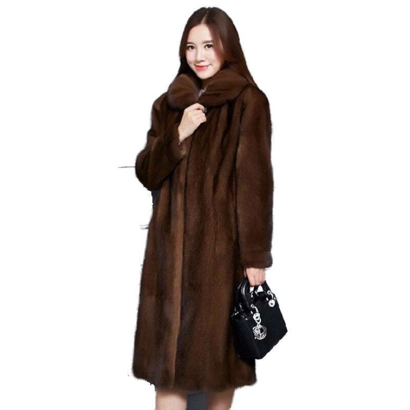 Winter New Long Style Faux Mink Fur Coat For Women's Oversized Top