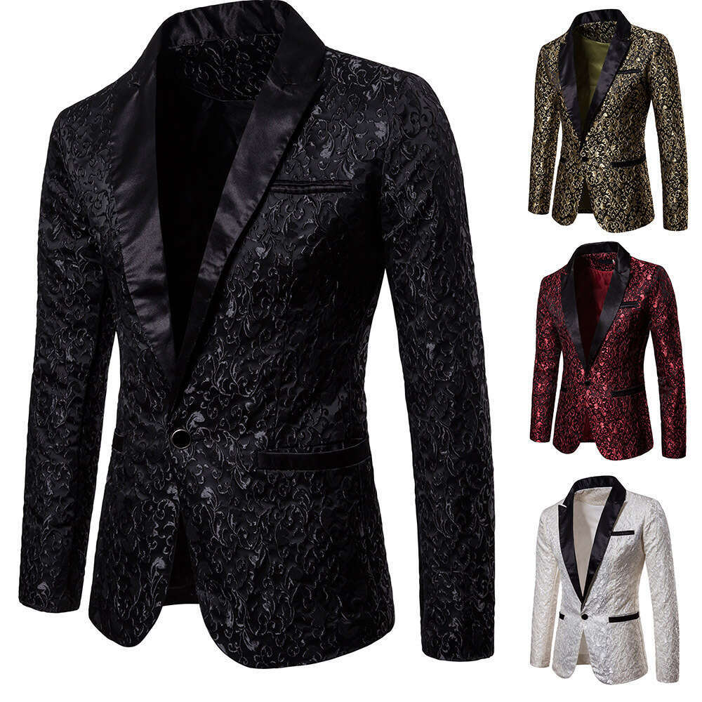 Men's Autumn And Winter Color Large Body Jacquard Fashion Design Formal Men's Lapel Suit Jacket Xz32