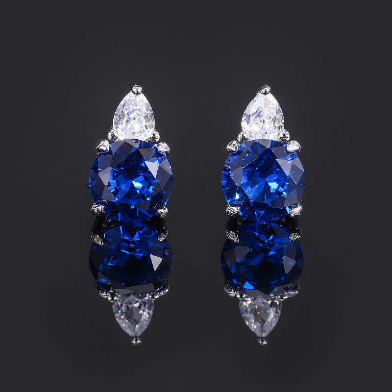 Zhuangsheng S925 silver jewelry simulation red and blue circular niche daily set 9mm-6mm W250312