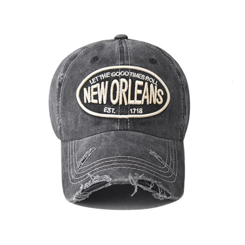 Vintage Washable Cowboy Baseball Cap Embroidery Hat for Men Women Worn Out Hip Hop Caps Adjustable Solid Cotton Sun 250311