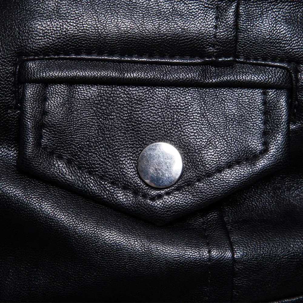 Mens Lapel Leather Jacket Retro Tight Motorcycle PU Jacket Casual Fashion Leather Jacket European Size Short Mens PU JacketT250311