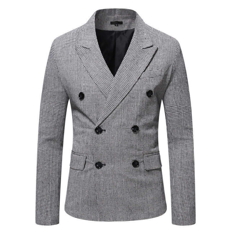 Thousand Bird Grid Large Loose Double Breasted Casual Suit Business Men's Single West
