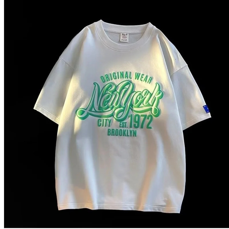 8XL Korean loose accessories fashionable American retro letter Tshirt soft casual men multifunctional couple set 250312