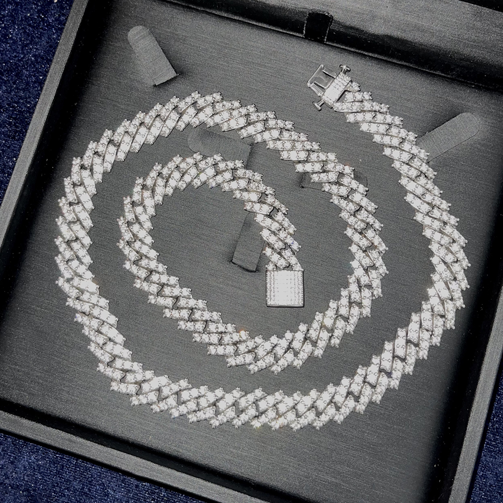 11mm Moissanite Cuban Chain Bracelet Necklace S925 Silver Iced Out For Men Women Hip Hop Jewelry Pass Diamonds Tester With GRA