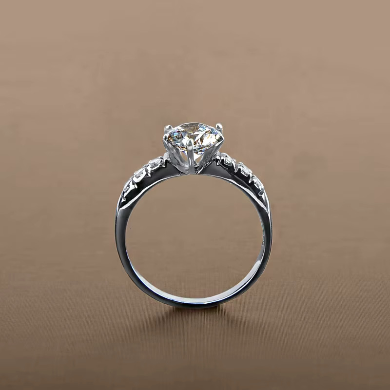 18K Moissanite Diamond Ring Wedding Ring Anniversary Engagement Ring Silver Plated Fashion Womens Sterling Silver Round GRA