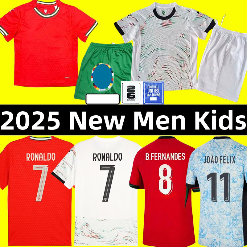 2025 RONALDO Portugal soccer jerseys Bruno FERNANDES Joao Felix BERNARDO Rafael LEAO ANDRE SILVA DIOGO NEVES Portuguese home away Football shirt Men Kids Kits