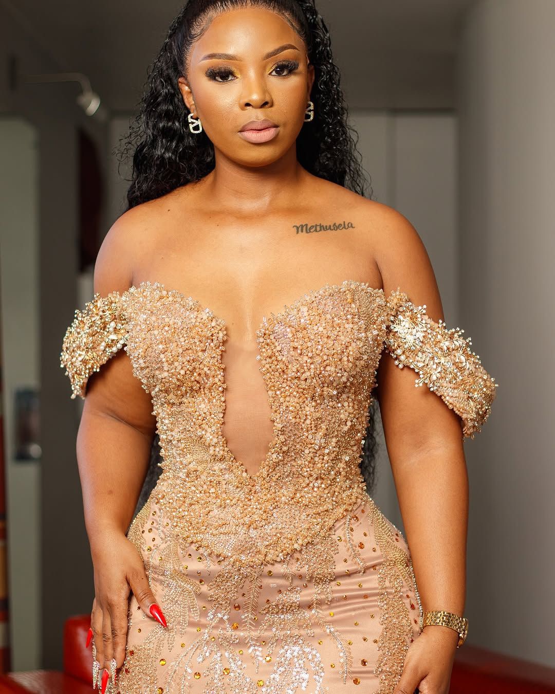 Gold Mermaid Prom Dresses 2025 Illusion Lace Beaded Crystals Evening Formal Party Second Birthday Engagement Gowns Plus Size Dress For Special Occasio
