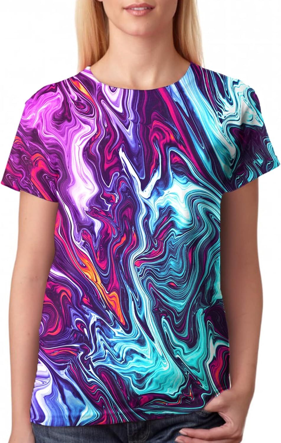 Mens T shirt Unisex 3D Printed Shirts Funny Design Tees Colorful T-Shirts Summer Tops for Men Women tee Casual tops summer clothes Starry Sky Fashion