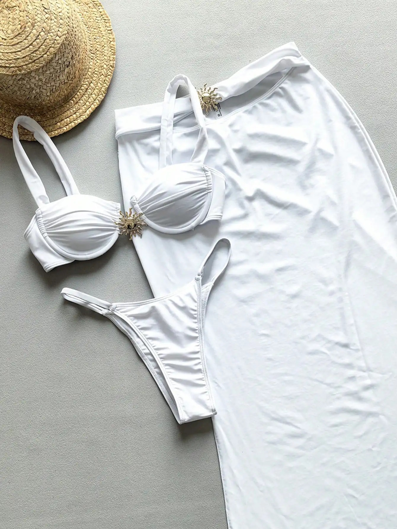 Peachtan 3piece sexy European style womens bikini swimsuit summer 250310