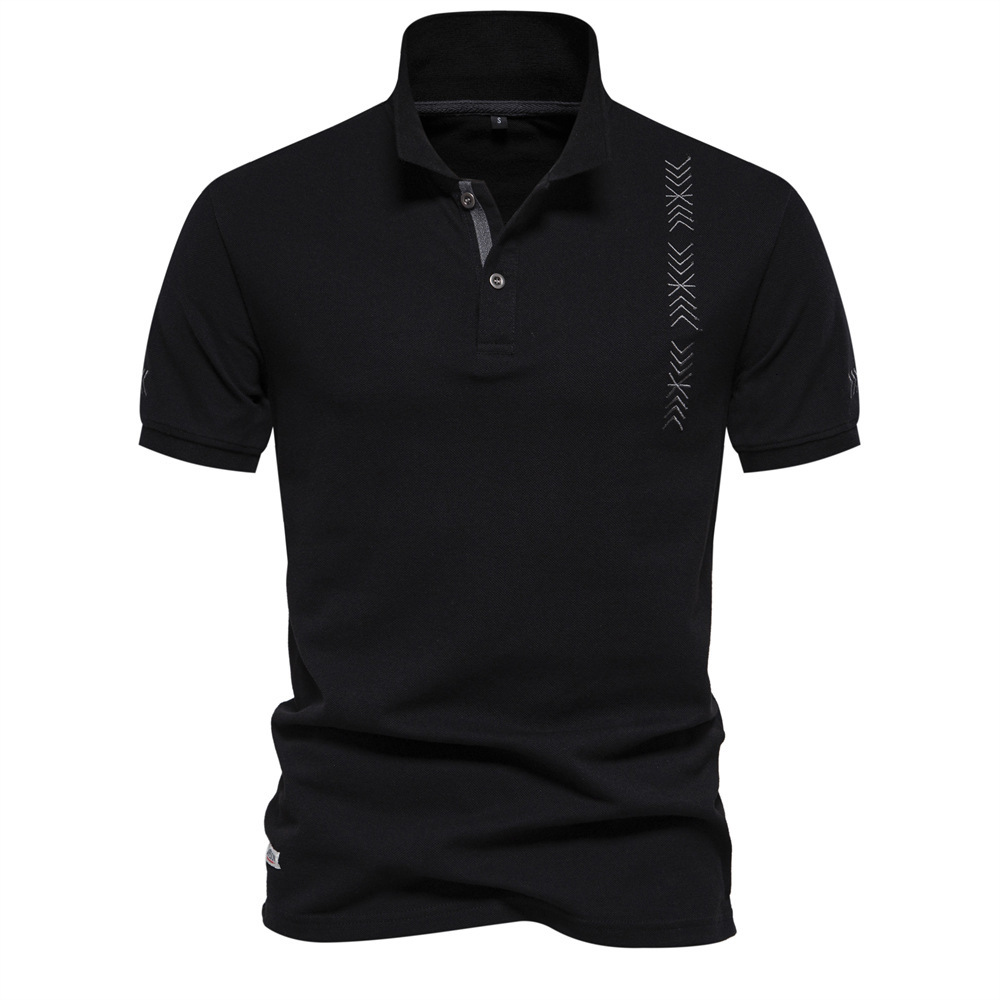 2025 Spring/Summer New Men's T-shirt Casual Embroidery Breathable Trendy Solid Color POLO Short Sleeve tracksuit
