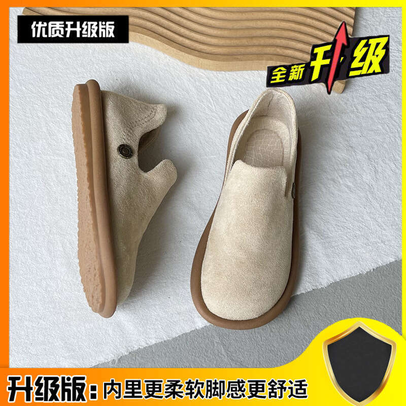 Wenyi Sen series Boken women's soft soled bean 2025 spring new suede casual flat single shoes