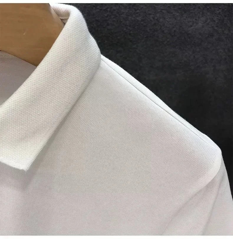 Summer short sleeved polo shirt mens slim fit heavy industrial printed European trend casual collar Tshirt 250312