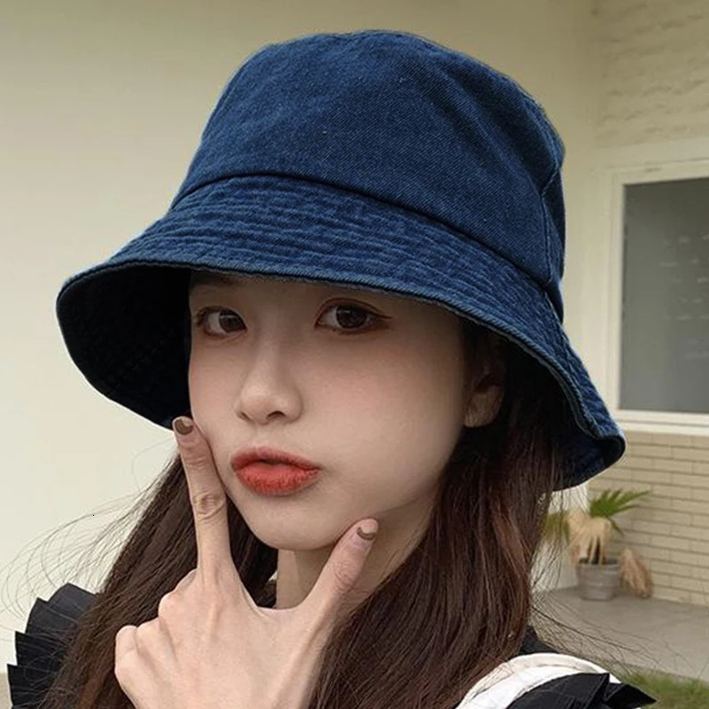 2023 Fishermans Hat Retro Denim Bucket Outdoor Mens and Womens Cotton Washed Panama Sun Fashion Hip Hop Gorros Bob 250304