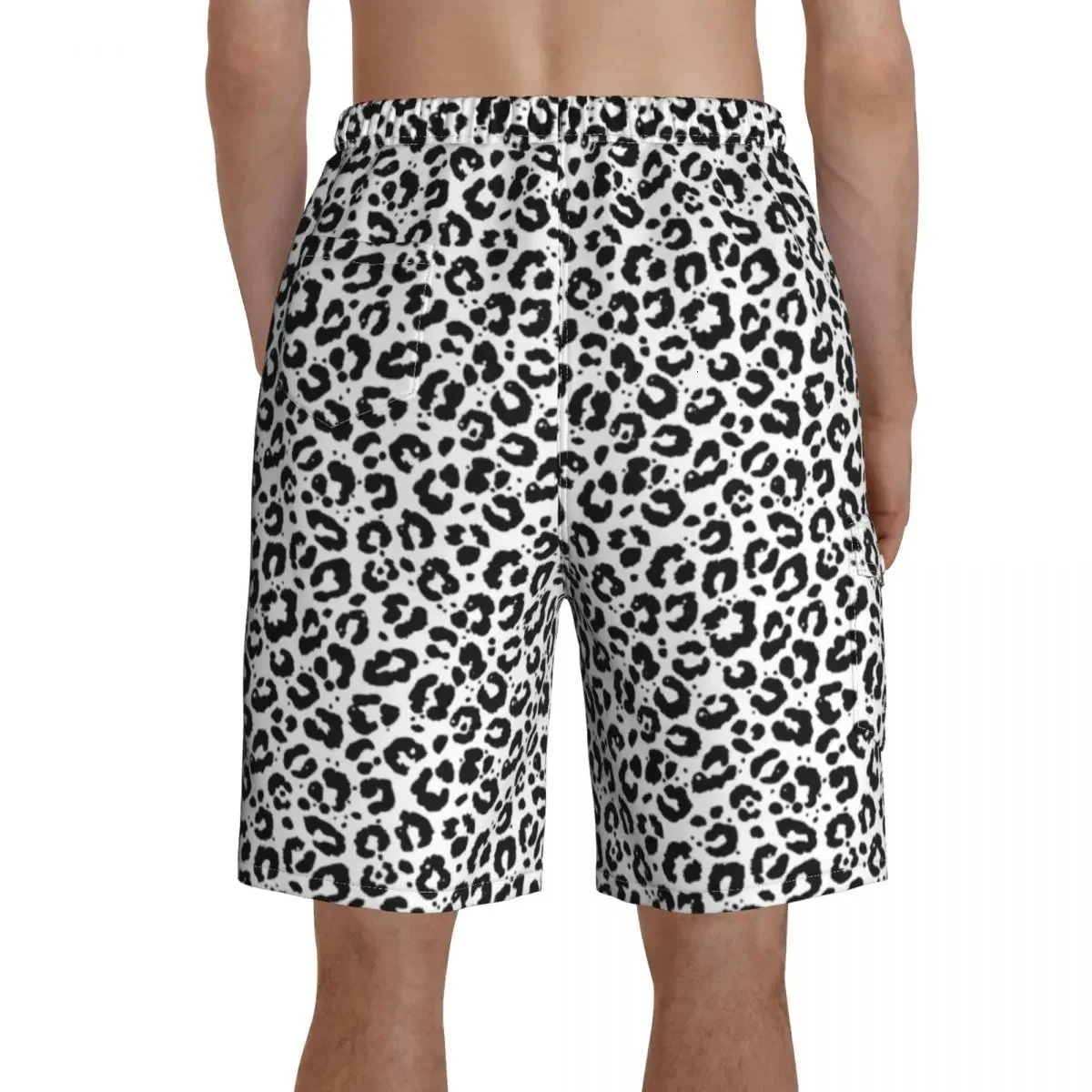 Black White Leopard Print Board Shorts Animale Snow Cheetah Pattern Board Short Pants Man Printing Plus Size Swim Trunks Gift 250310