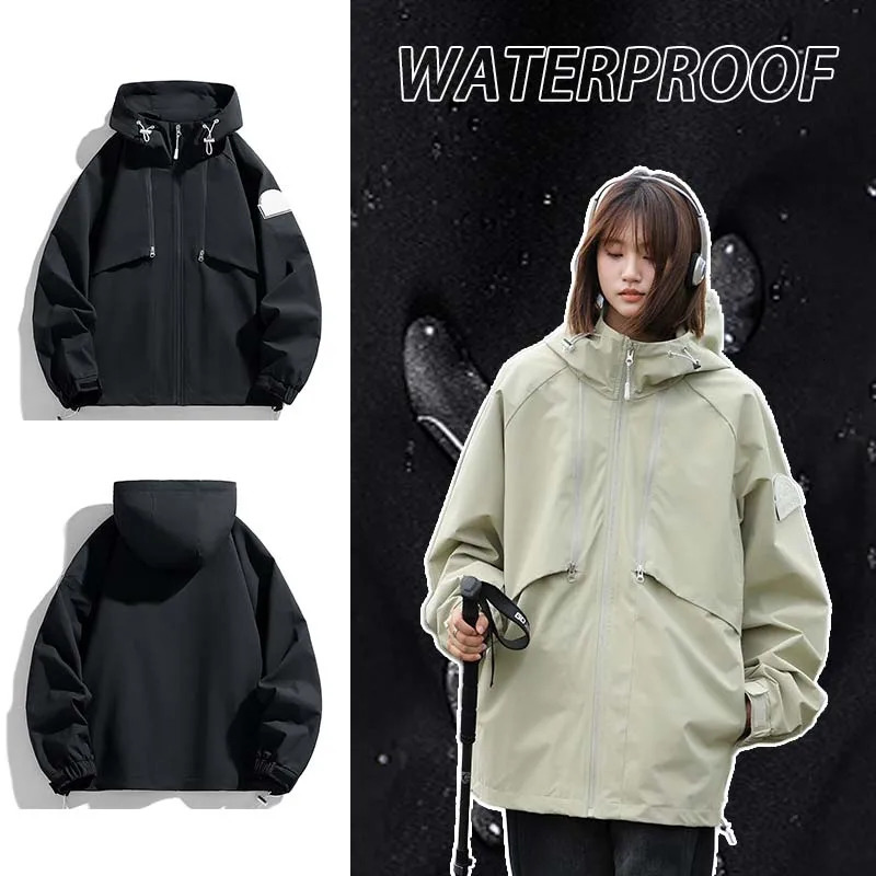 Women Spring Autumn Waterproof Hiking Jackets Men Outdoor Camping Trekking Fashion Hooded Windproof Windbreaker Rain 250312