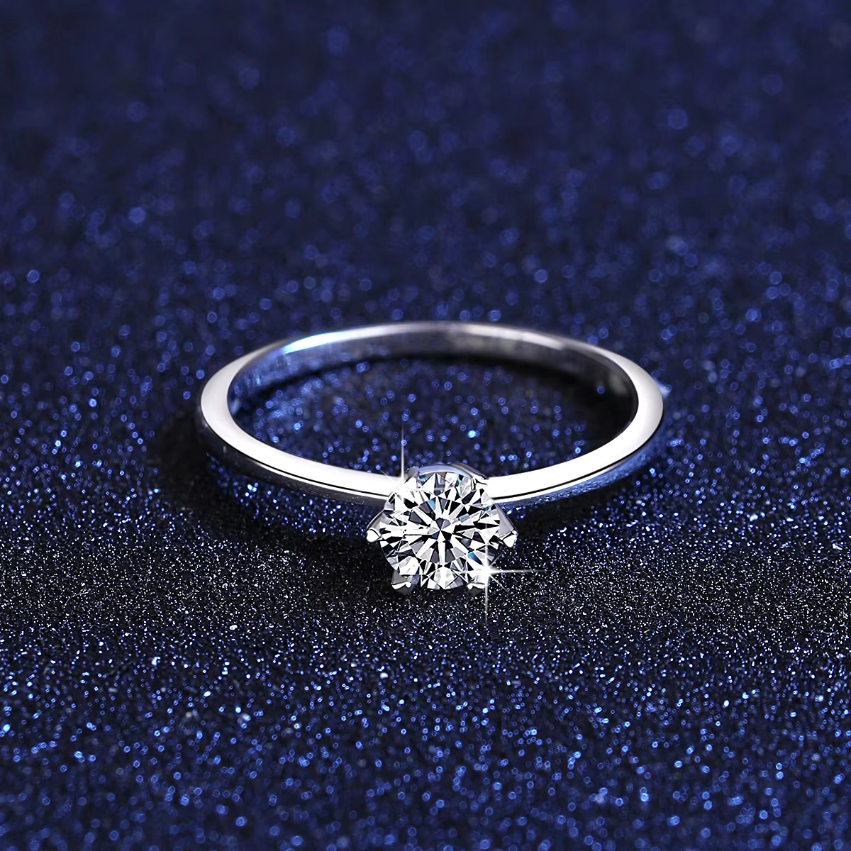 CZCITY New 5.0mm Moissanite Ring S925 Silver Jewelry Sparking Wedding Diamond Ring for Women