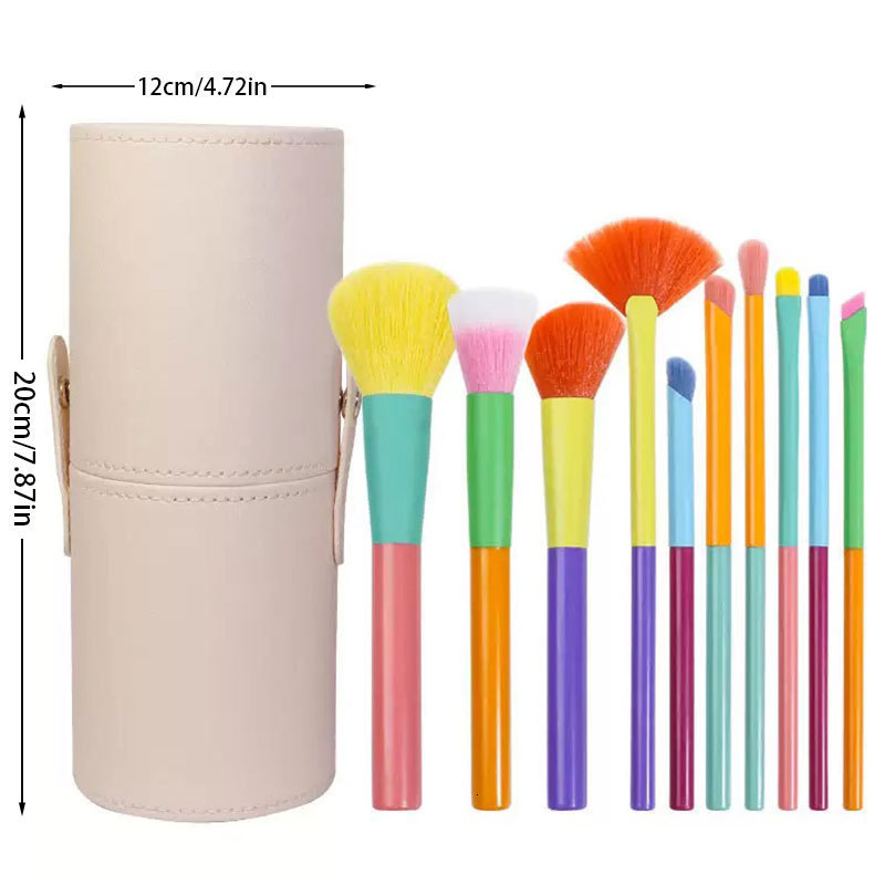 Hourglass makeup brush set portable 10 pieces high-quality soft fiber hairleather material brush bag 240930