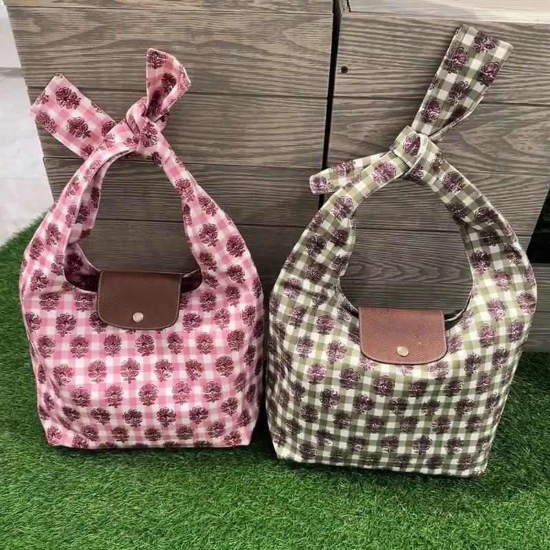 Fashion Bow Knot Shoulder hot Underarm Bag Flower Canvas Women Tote 2025 Spring Summer Collection 250312