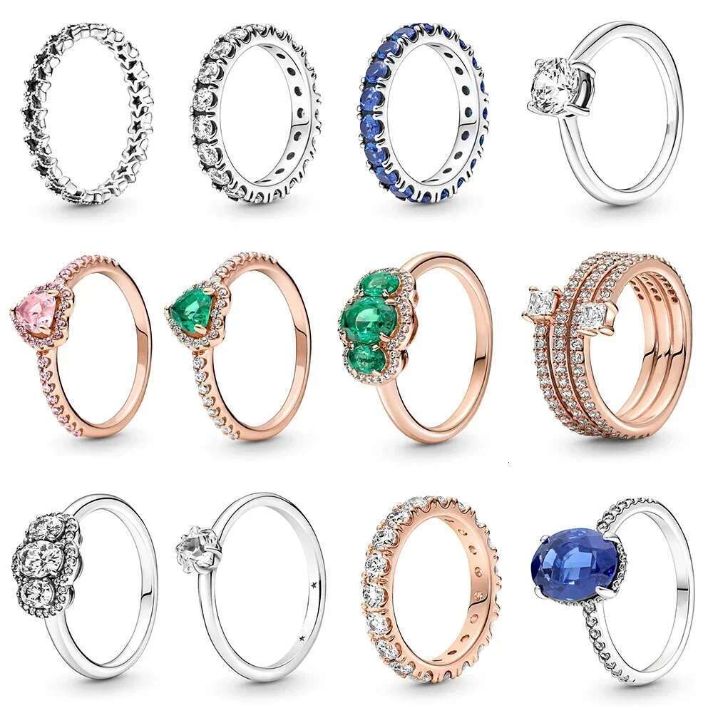 High-Quality New 925 Sterling Silver Pretty Sparking Row Eternity Rings for women Three Stone Vintage Ring Fit Party Woman Jewelry Gift