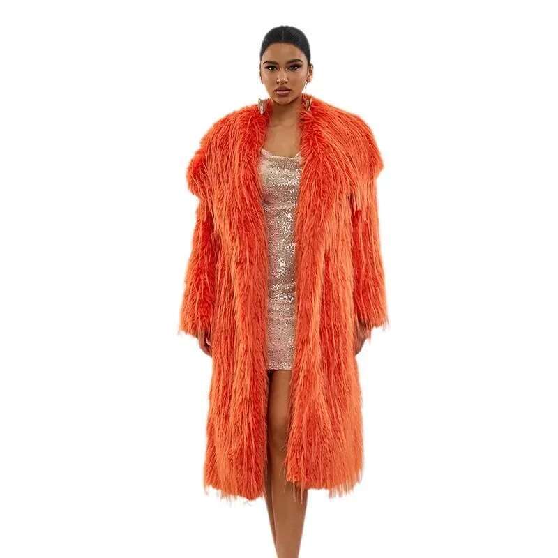 Tassel Extended Solid Color Imitation Fur Autumn And Winter New Wool Coat For Women