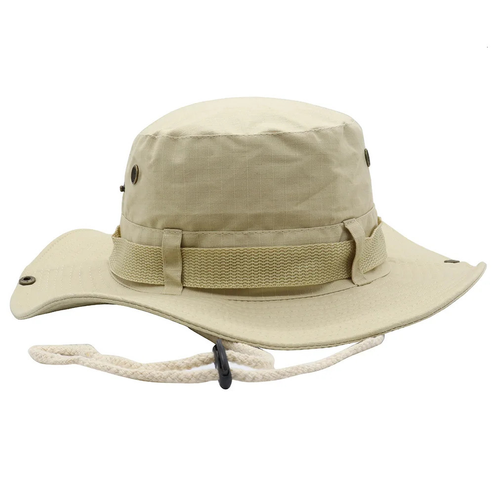 Outdoor Mens Solid Big Eaf Sun Hat Bucket AntiUV Protection Women Summer Hiking For Fishing Camper Camp Cap 250304